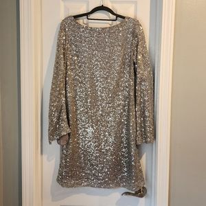 Ralph Lauren Silver Sequins Mini Dress